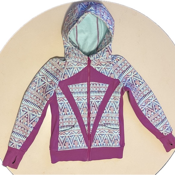 Ivivva by Lululemon Full Zip Hooded Sweatshirt Geometric | Youth Size 12 - Picture 3 of 14
